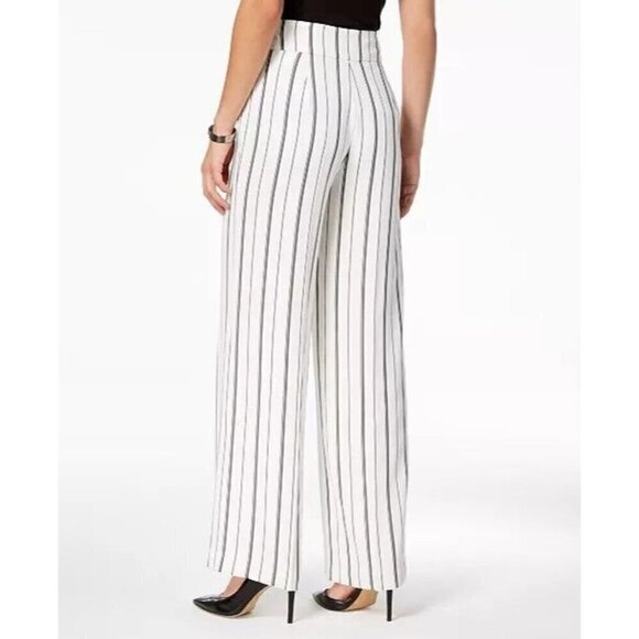NINE WEST WHITE STRIPED WIDE LEG  PANTS SIZE 8 - Picture 2 of 8
